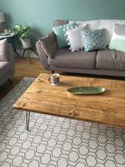 Rustic Coffee Table with Hairpin Legs