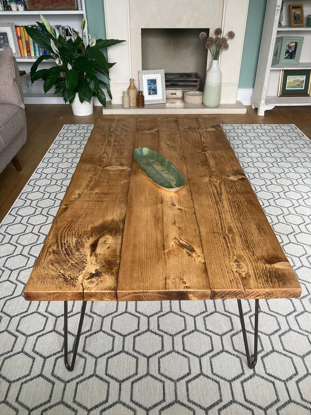 Rustic Coffee Table with Hairpin Legs