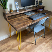 Rustic Desk with Coloured Hairpin Legs