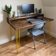 Rustic Desk with Coloured Hairpin Legs