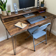 Rustic Desk with Metallic Hairpin Legs