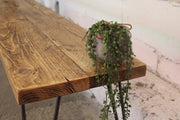 Rustic Low Bench with Hairpin Legs