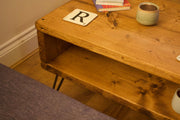Rustic Storage Coffee Table with Hairpin Legs