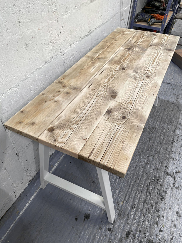 Rustic Desk with White A-Frame Legs