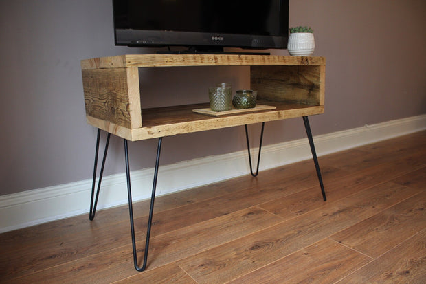 Rustic TV Stand with Hairpin Legs